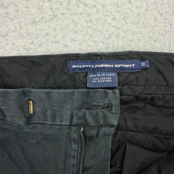 Ralph Lauren Pants Womens 10 Black Straight Leg Chino Cropped Mid Rise Preppy - Picture 8 of 10